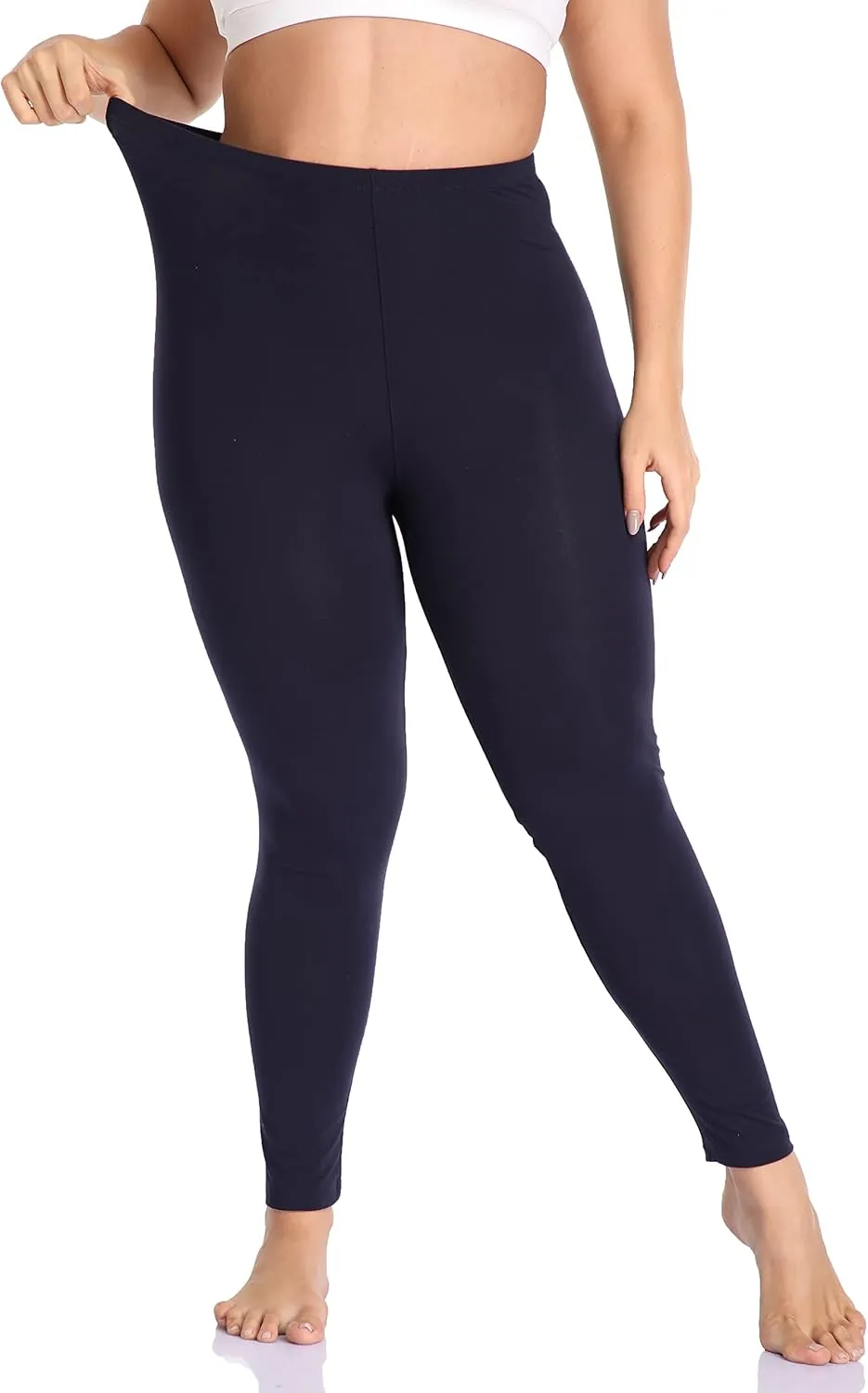 Cheapestbuy Women's Plus Size Stretchy Leggings Soft Full Length Leggings High Waist Lightweight Basic Yoga Tights Pants