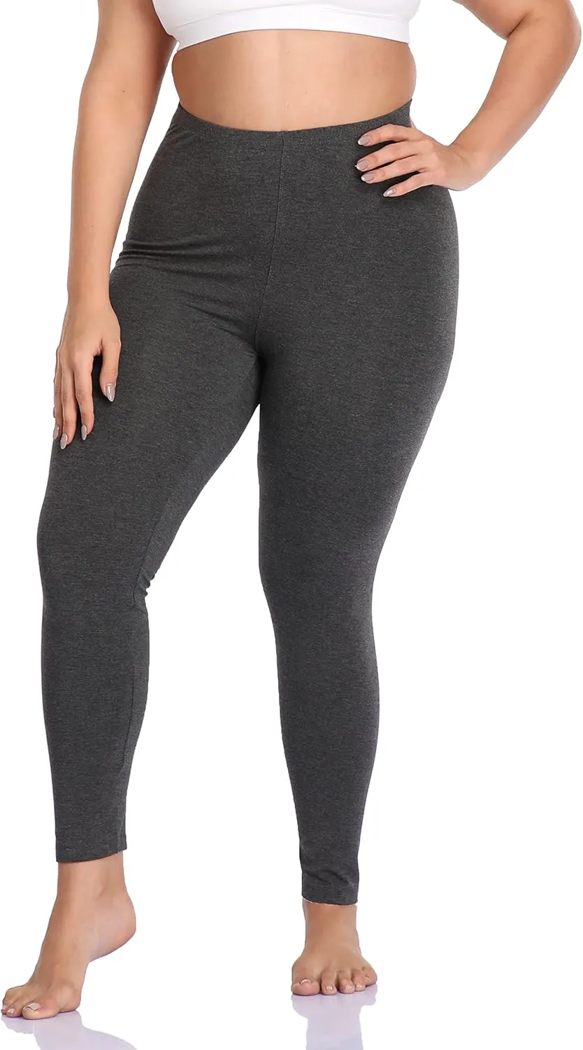 Cheapestbuy Women's Plus Size Stretchy Leggings Soft Full Length Leggings High Waist Lightweight Basic Yoga Tights Pants