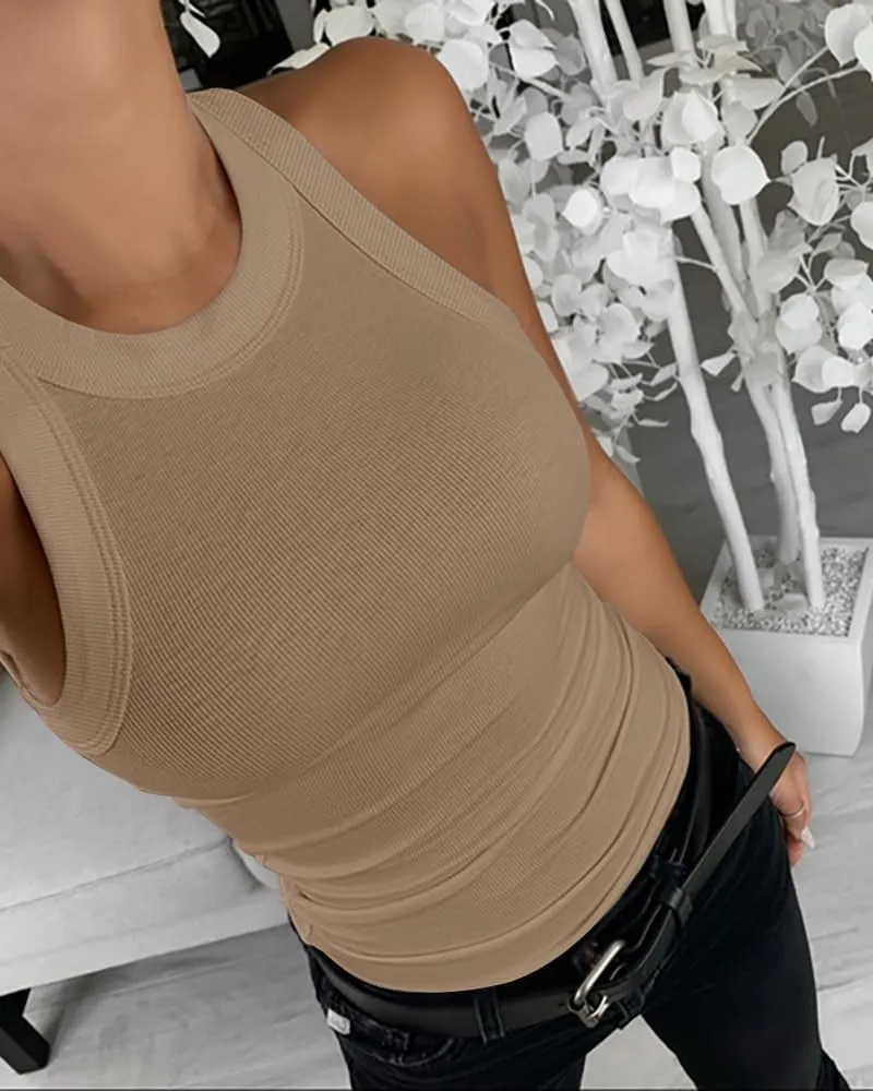 CHICME 3 Piece Womens Tank Tops Sleeveless Basic Cami Shirt Slim Knit Ribbed Racerback Blouses