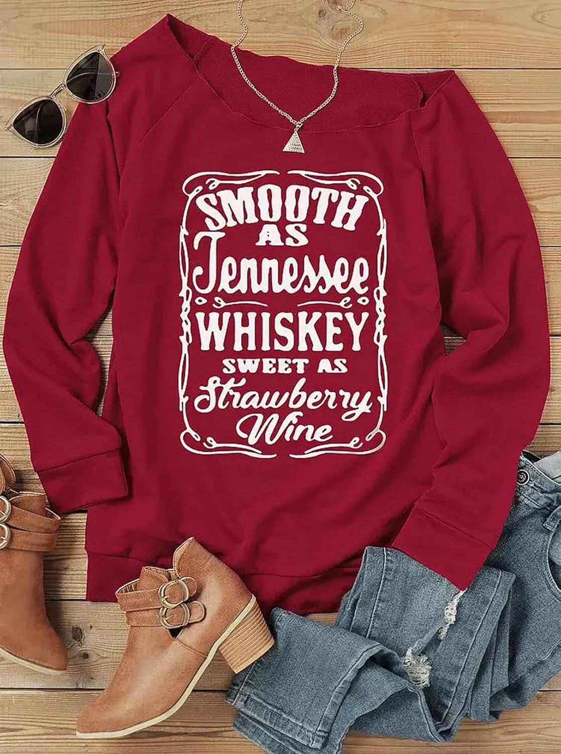 CHUNTIANRAN Women's Sexy Off Shoulder Sweatshirt Nashville Country Music Sweatshirt Vintage Long Sleeve Pullover T Shirt