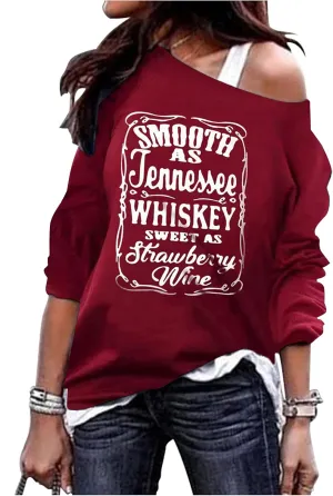 CHUNTIANRAN Women's Sexy Off Shoulder Sweatshirt Nashville Country Music Sweatshirt Vintage Long Sleeve Pullover T Shirt