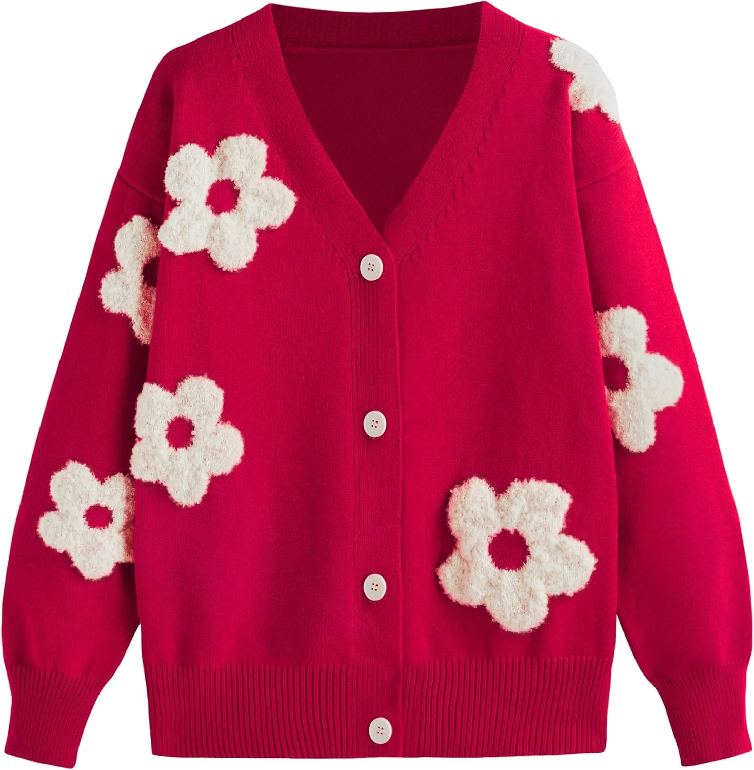 CIDER Womens Cardigan V Neck Floral Cardigan for Women Knit Button Down 2024 Fall