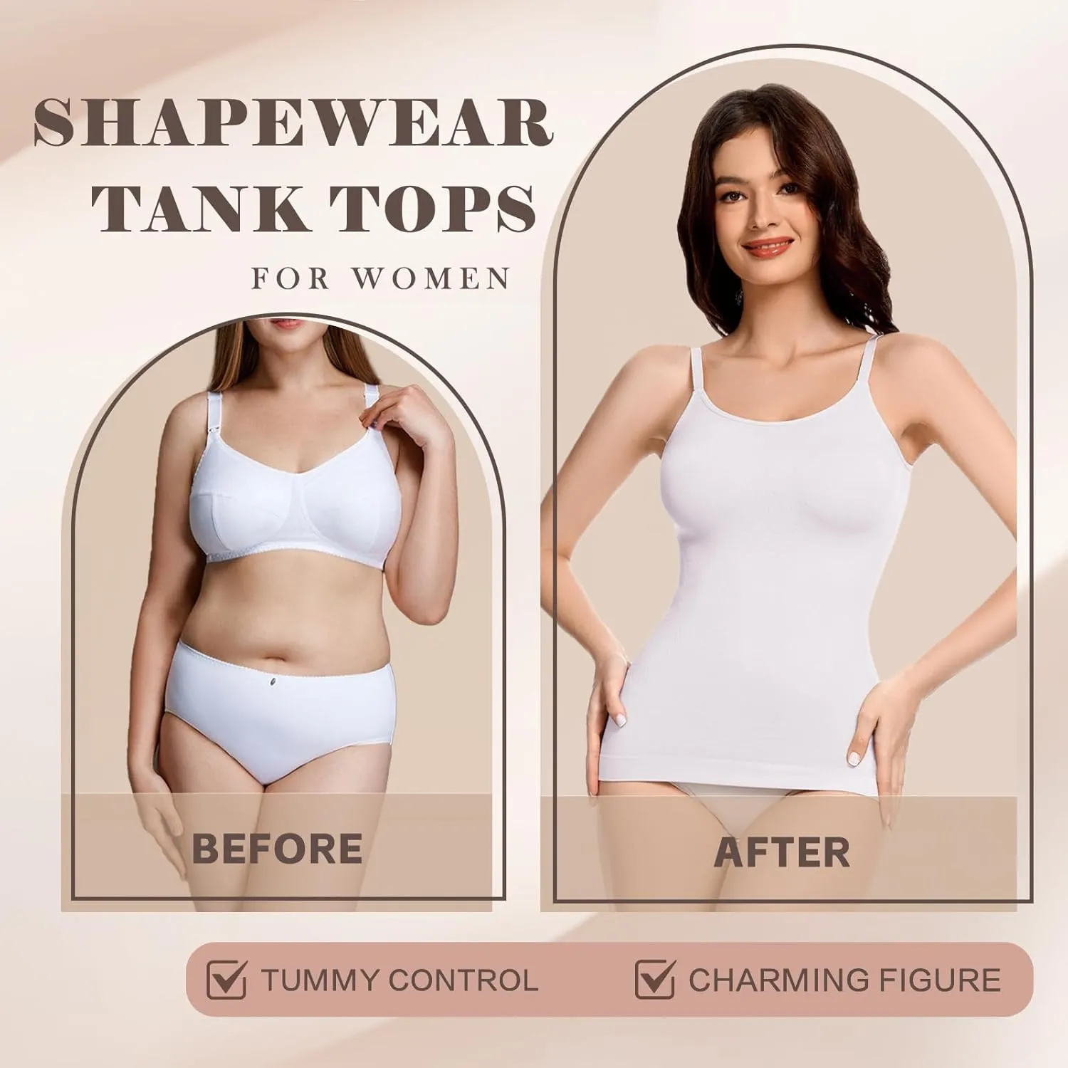 Compression Tank Tops for Women Tummy Control Shapewear Camisole Seamless Body Shaper Cami