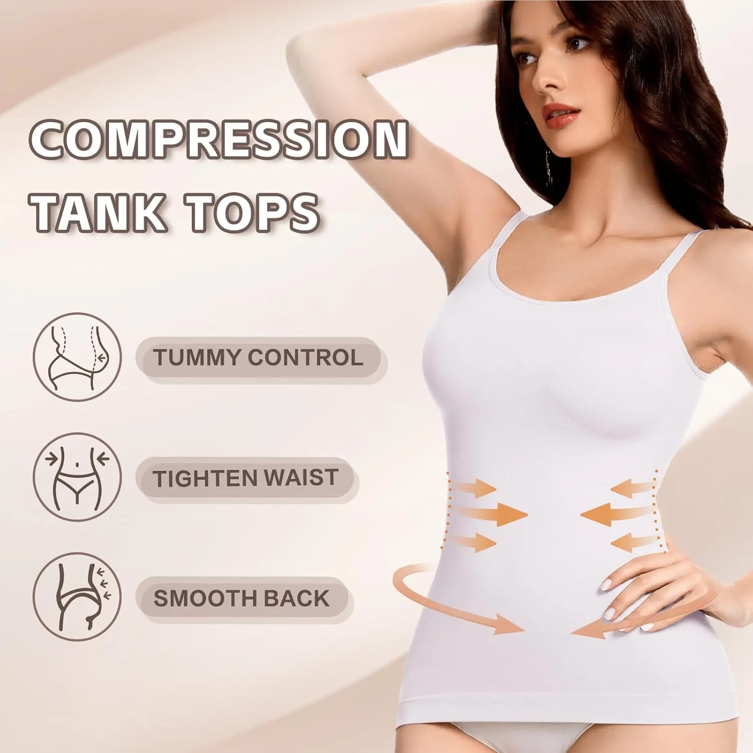 Compression Tank Tops for Women Tummy Control Shapewear Camisole Seamless Body Shaper Cami