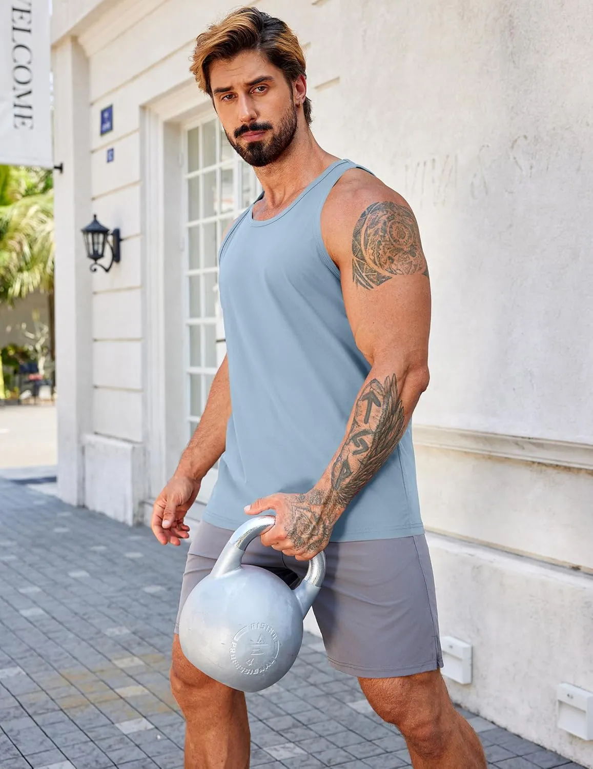 COOFANDY Men's Workout Tank Tops 2 Pack Y Back Sleeveless Shirts Gym Muscle T Shirt Bodybuidling Athletic Stringer Tee