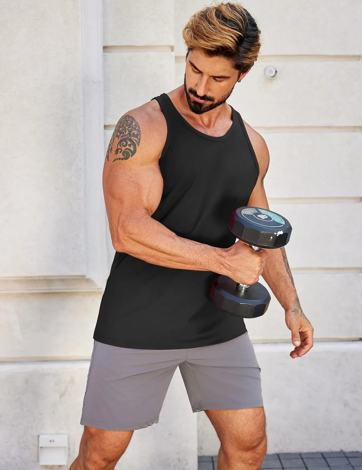 COOFANDY Men's Workout Tank Tops 2 Pack Y Back Sleeveless Shirts Gym Muscle T Shirt Bodybuidling Athletic Stringer Tee
