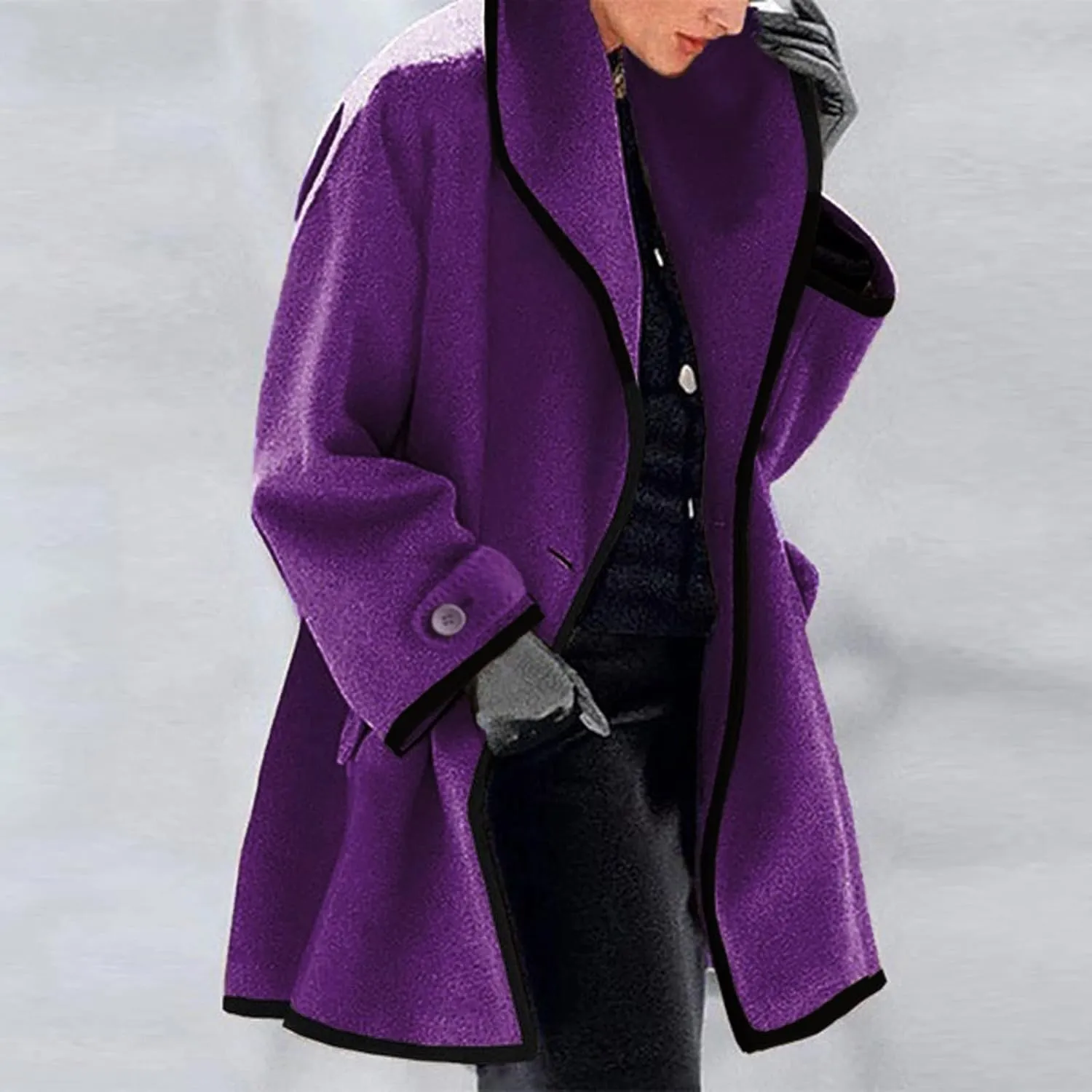 cooki Trench Coat for Women 2023 Hooded Wood Blend Lapel Callor Windproof Pea Coat Winter Warm Fleece Jackets Outerwear Coat