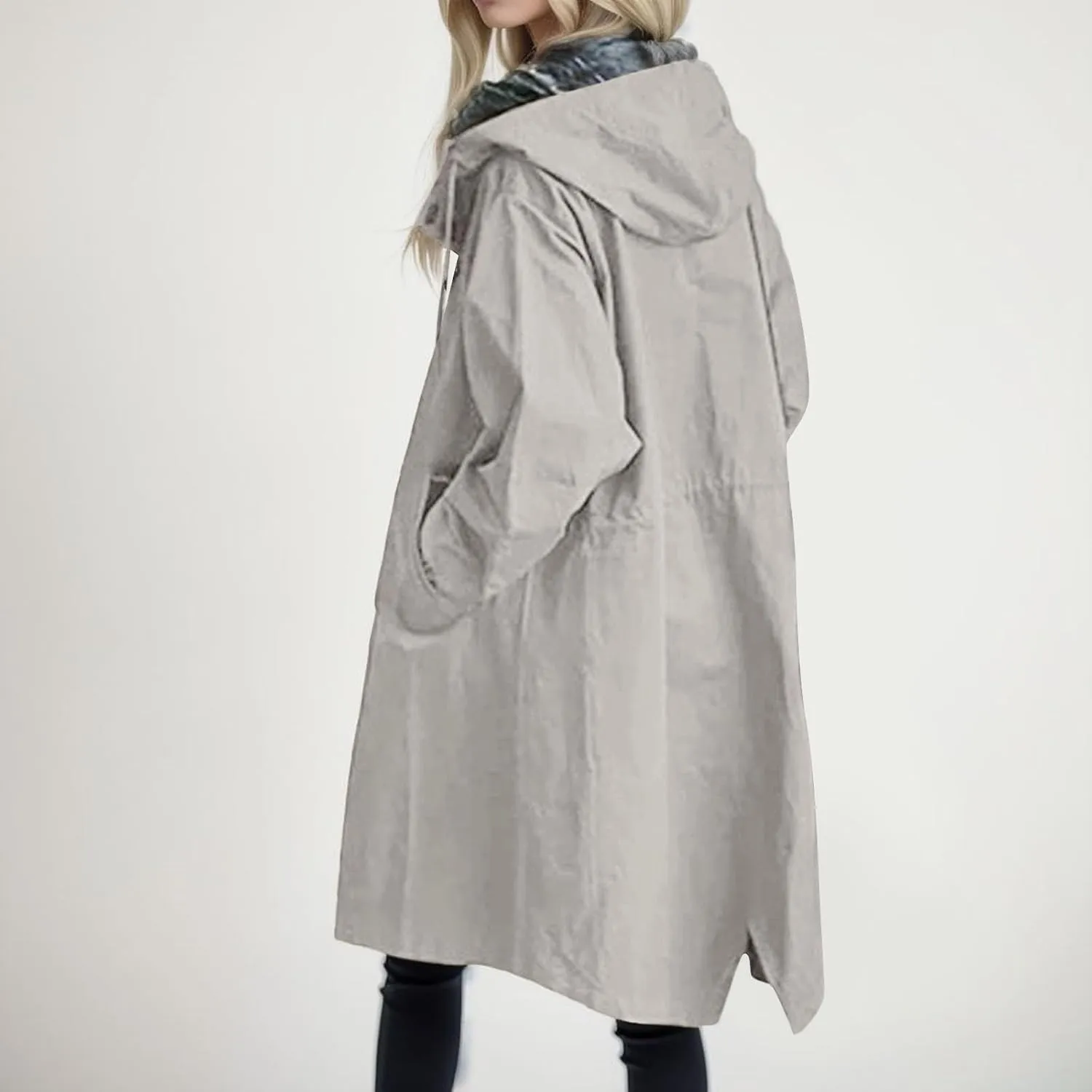 cooki Trench Coat Women Fall Jackets Women's Double Breasted Long Trench Coat Windproof Classic Lapel Slim Overcoat with Belt