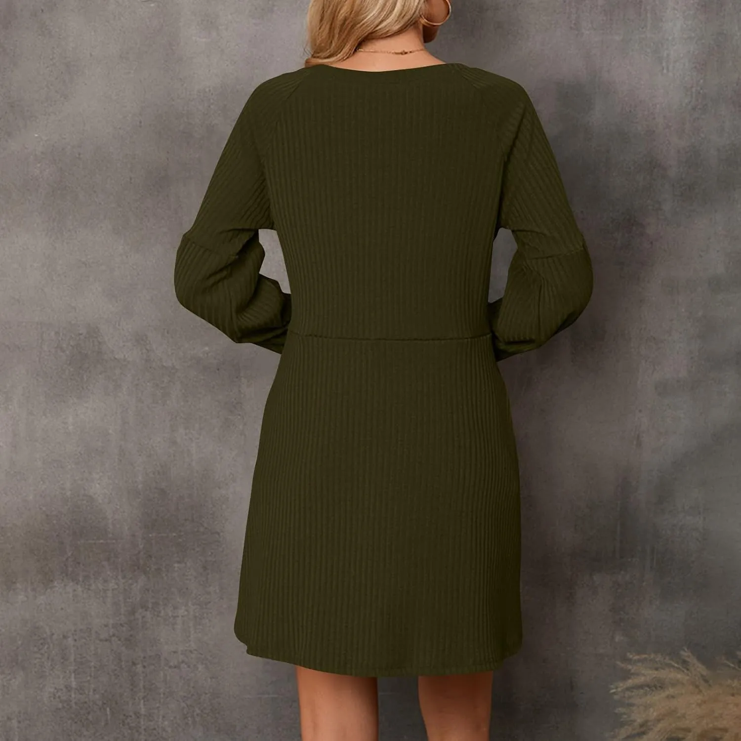 COTECRAM Fall Dresses for Women 2024 Trendy Round Neck Long Sleeve Casual Sweater Dress Spring Fashion Knit Tunic Dress