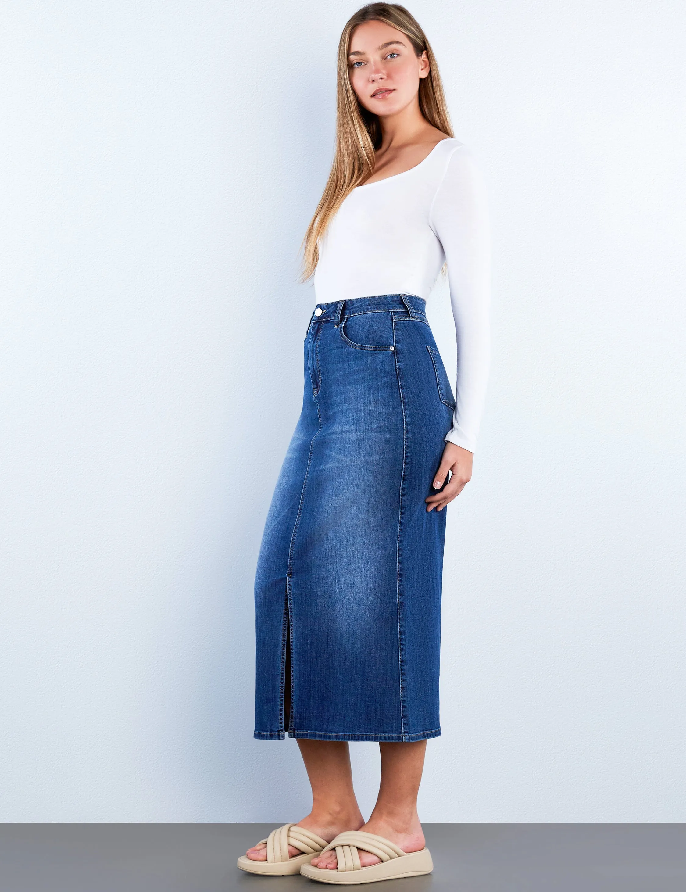 Cottage Denim Maxi Skirt