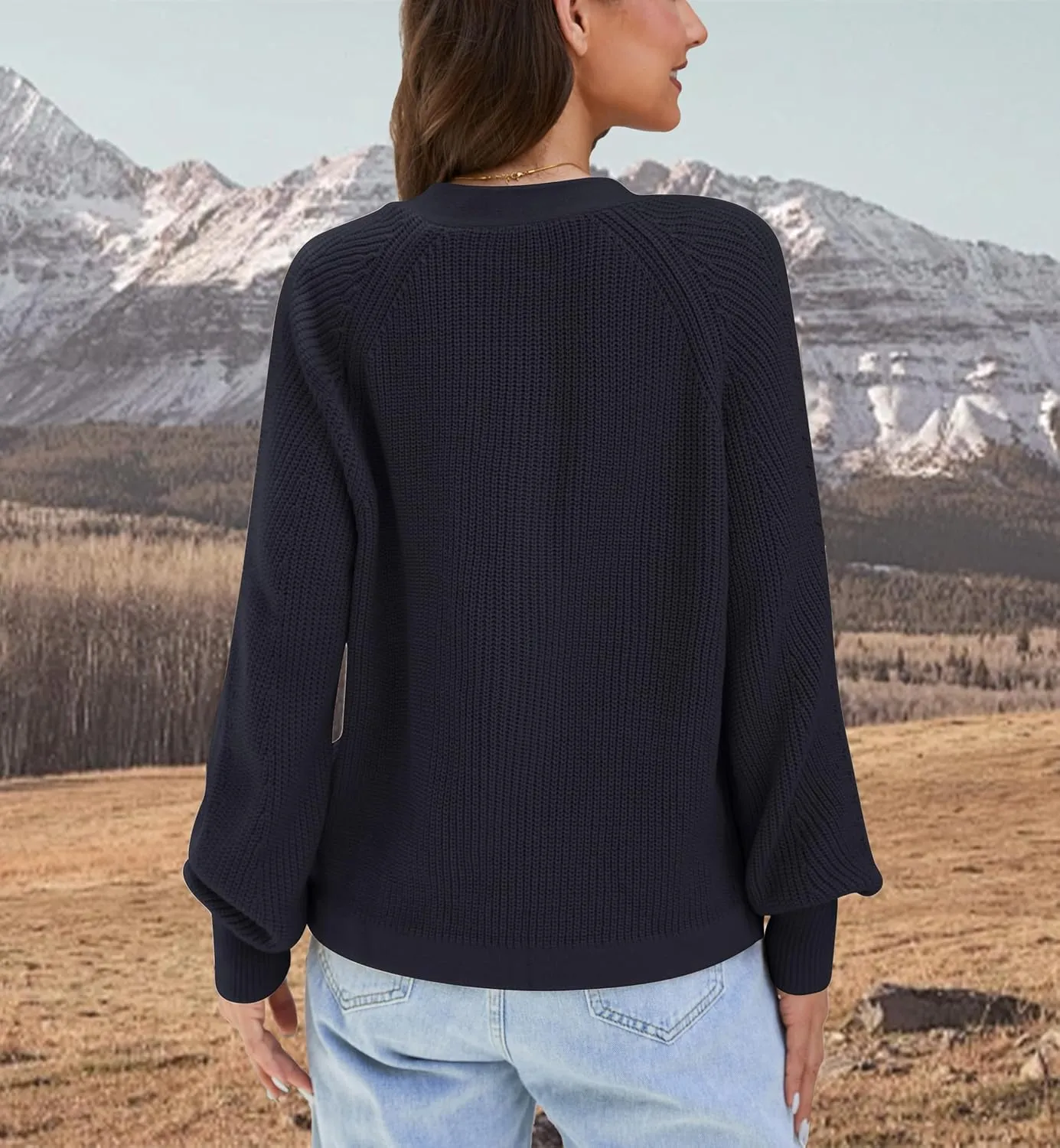 Cropped Cardigan Sweaters for Women Trendy Chunky Cable Knit Soft Cute Loose Sweaters Coats for Casual