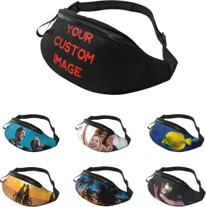 Custom Fanny Pack Design Your Own Photo Text Personalized Waist Bag with Adjustable Belt Multi-Functional Durable Crossbody Bags for Men Women Outdoor Sports Running Travel
