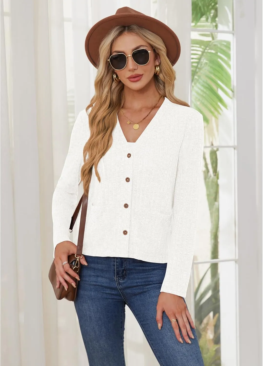 CZYINXIAN Women's 2024 Cropped Cardigan Long Sleeve Summer Lightweight Cardigan Casual Thin Cropped Cardigans with Pockets