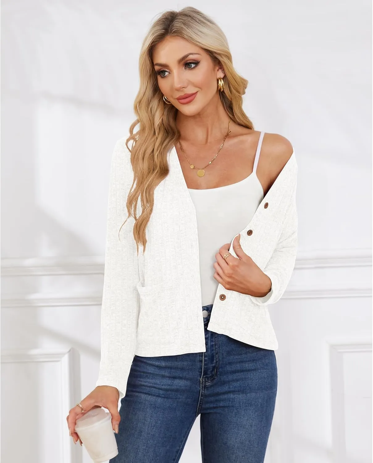 CZYINXIAN Women's 2024 Cropped Cardigan Long Sleeve Summer Lightweight Cardigan Casual Thin Cropped Cardigans with Pockets