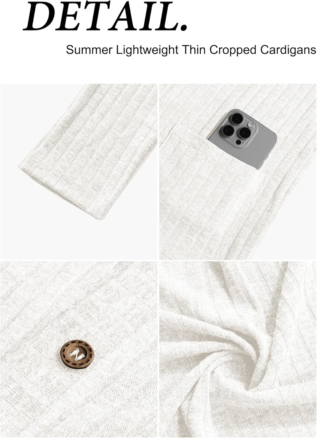 CZYINXIAN Women's 2024 Cropped Cardigan Long Sleeve Summer Lightweight Cardigan Casual Thin Cropped Cardigans with Pockets