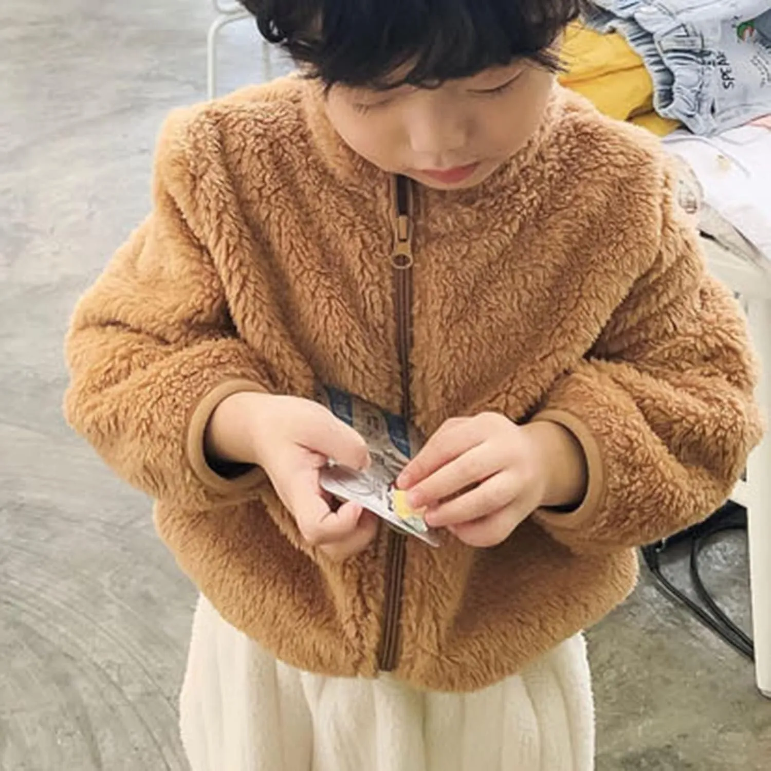 DDAPJ pyju Baby Girls Boys Sherpa Jacket Winter Fleece Coat Toddler Kids Faux Fur Warm Outwear Solid Zip Up Fuzzy Sweatshirt