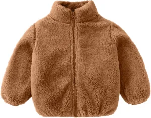 DDAPJ pyju Baby Girls Boys Sherpa Jacket Winter Fleece Coat Toddler Kids Faux Fur Warm Outwear Solid Zip Up Fuzzy Sweatshirt