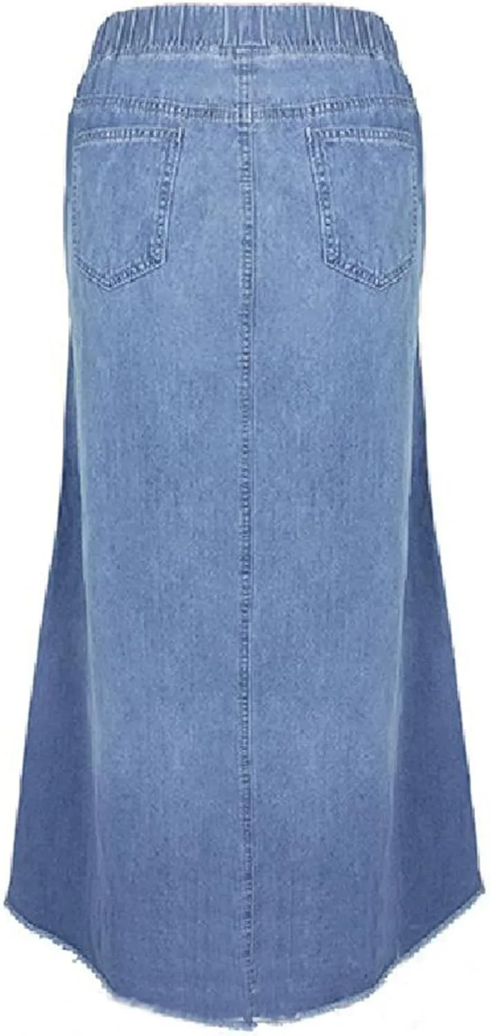 Denim Maxi Skirt for Women Classic Y2K Retro Splicing Skirt with Pocket Casual Going Out Trendy Jean Long Skirt 2025