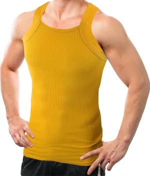 Different Touch Men Cotton Tank Top Square Cut Muscle Rib A-Shirt