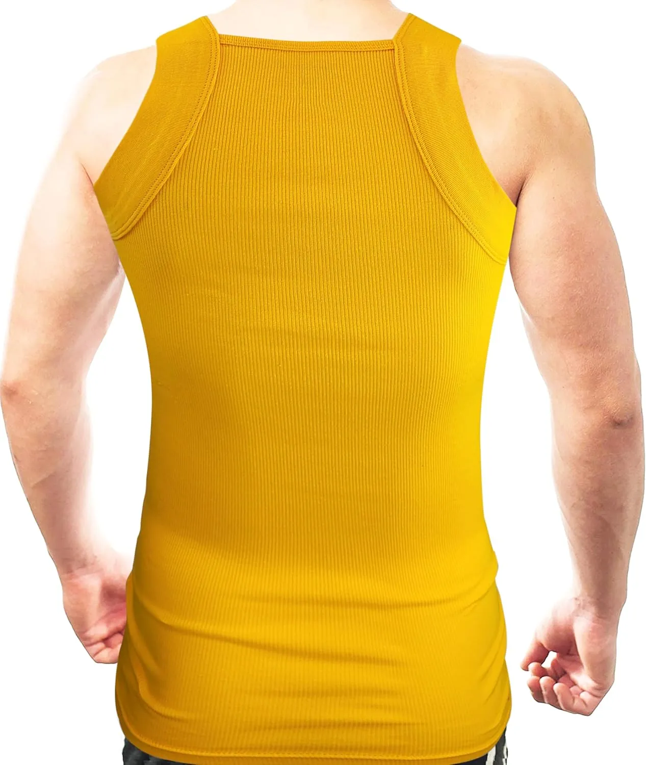 Different Touch Men Cotton Tank Top Square Cut Muscle Rib A-Shirt