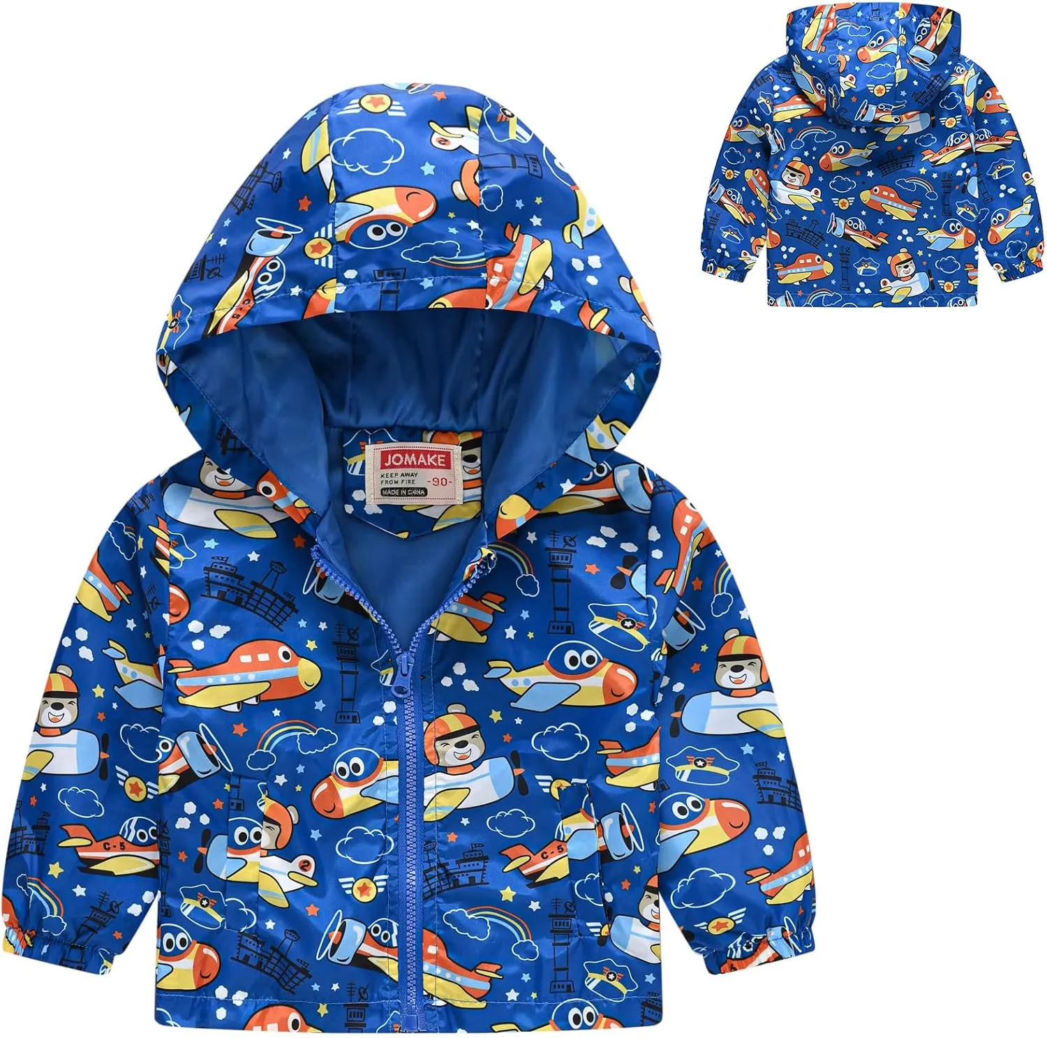 Dinosaur Hooded Jackets Toddler Baby Boys Girls Cartoon Print Windproof Coats Lightweight Zip Up Trench Outerwear