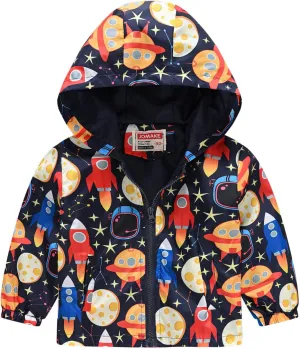 Dinosaur Hooded Jackets Toddler Baby Boys Girls Cartoon Print Windproof Coats Lightweight Zip Up Trench Outerwear