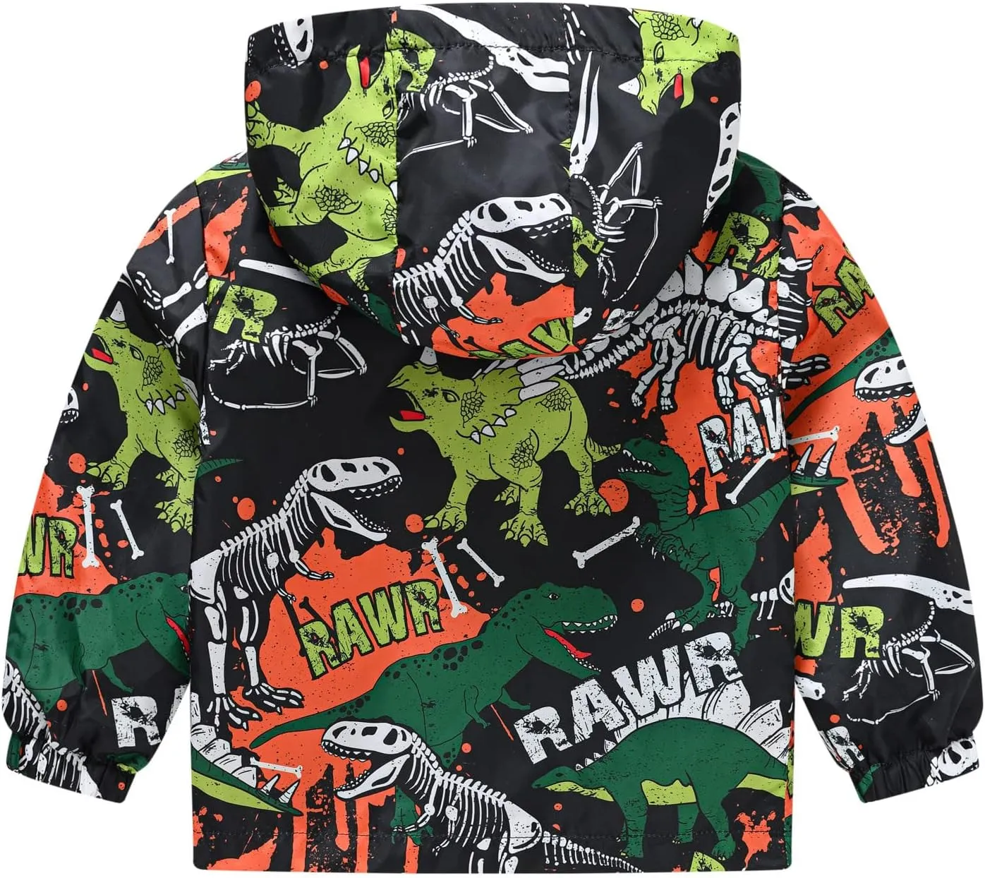 Dinosaur Hooded Jackets Toddler Baby Boys Girls Cartoon Print Windproof Coats Lightweight Zip Up Trench Outerwear