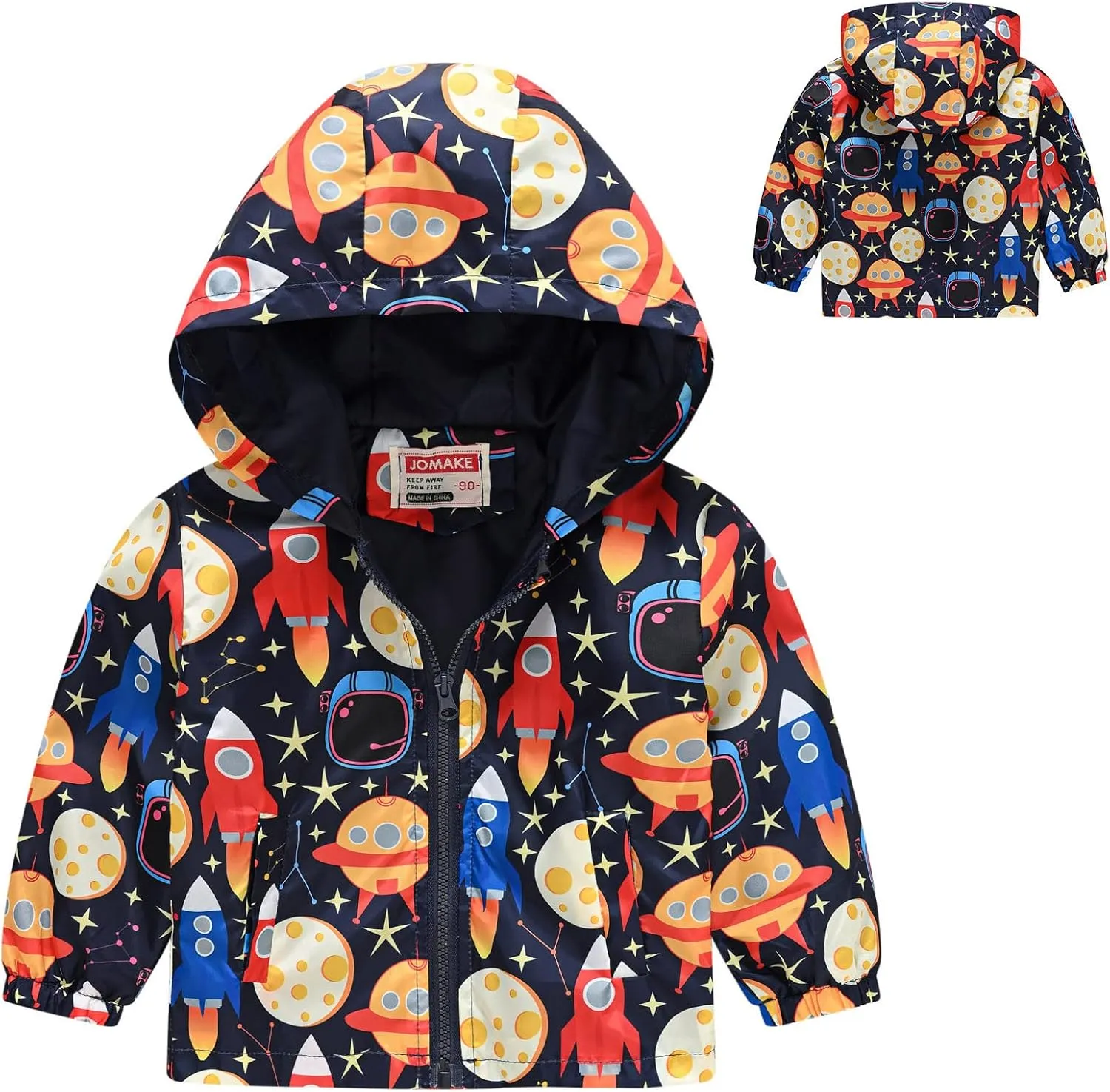 Dinosaur Hooded Jackets Toddler Baby Boys Girls Cartoon Print Windproof Coats Lightweight Zip Up Trench Outerwear