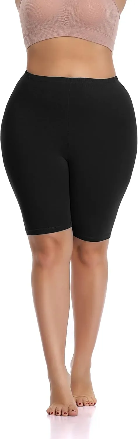 DITSONEO Plus Size Short Leggings for Women Sport Capris Knee Length Leggings Yoga Workout Gym Mid Thigh Shorts Under Dress