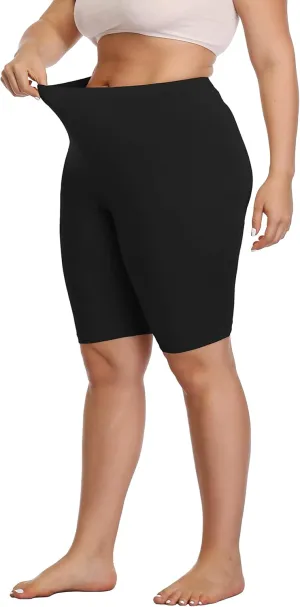 DITSONEO Plus Size Short Leggings for Women Sport Capris Knee Length Leggings Yoga Workout Gym Mid Thigh Shorts Under Dress