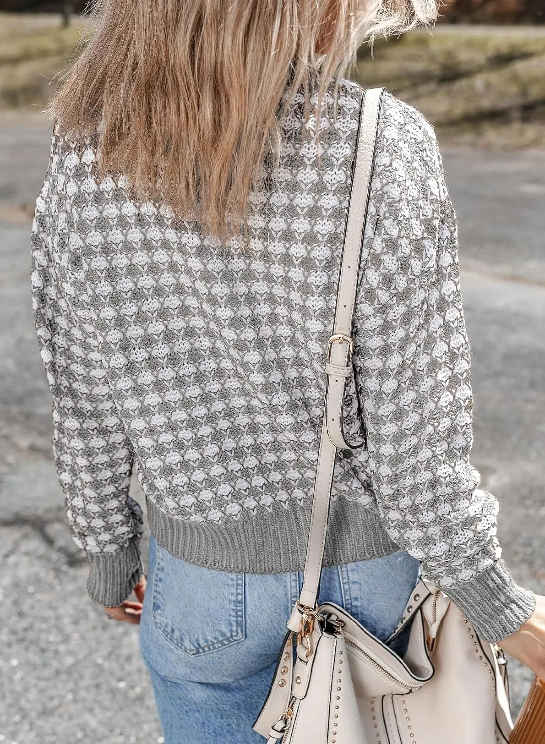 Dokotoo Cardigan Sweaters for Women V Neck Button Down Long Sleeve Plaid Knit Cardigans Sweater Tops