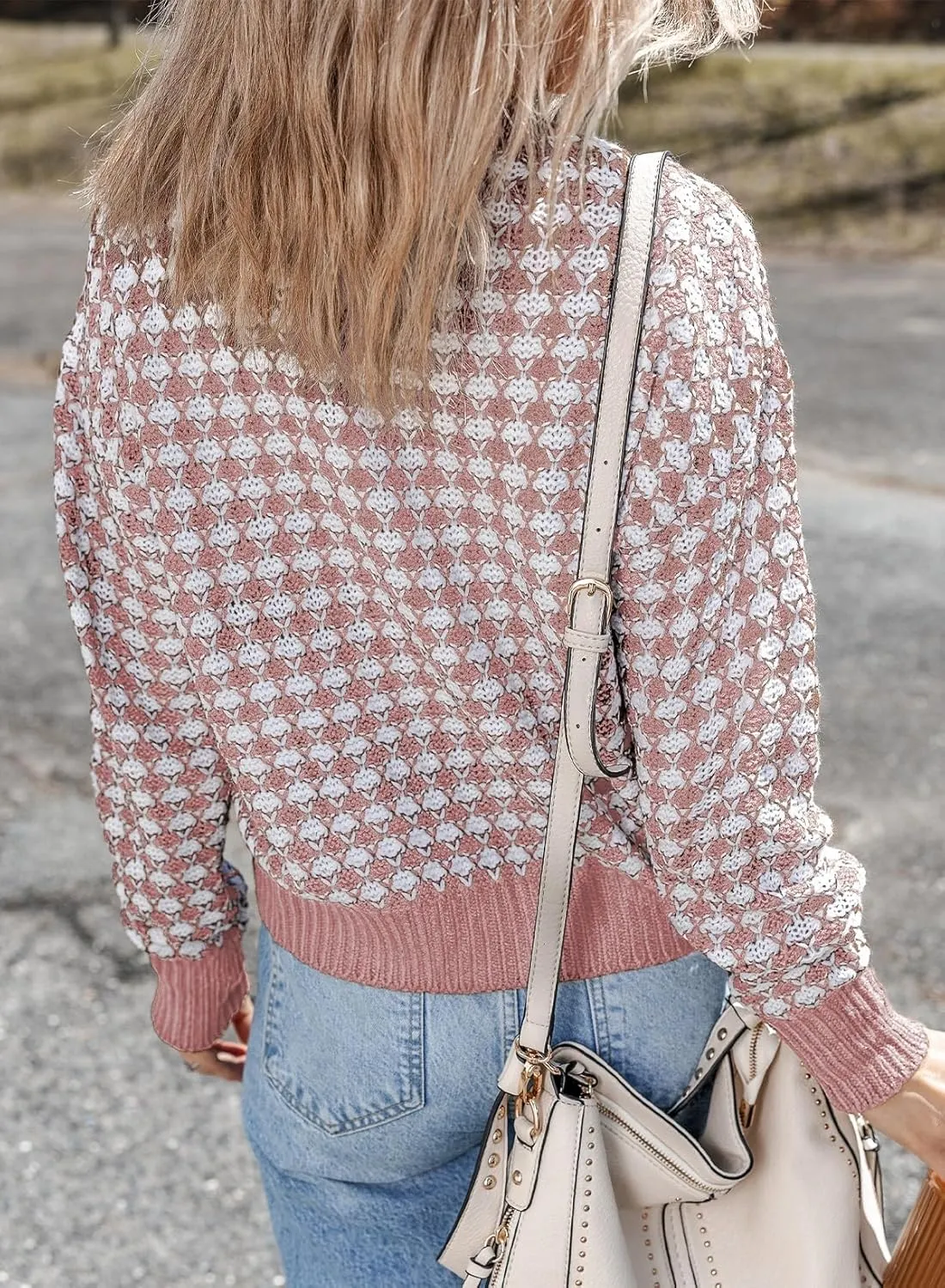 Dokotoo Cardigan Sweaters for Women V Neck Button Down Long Sleeve Plaid Knit Cardigans Sweater Tops