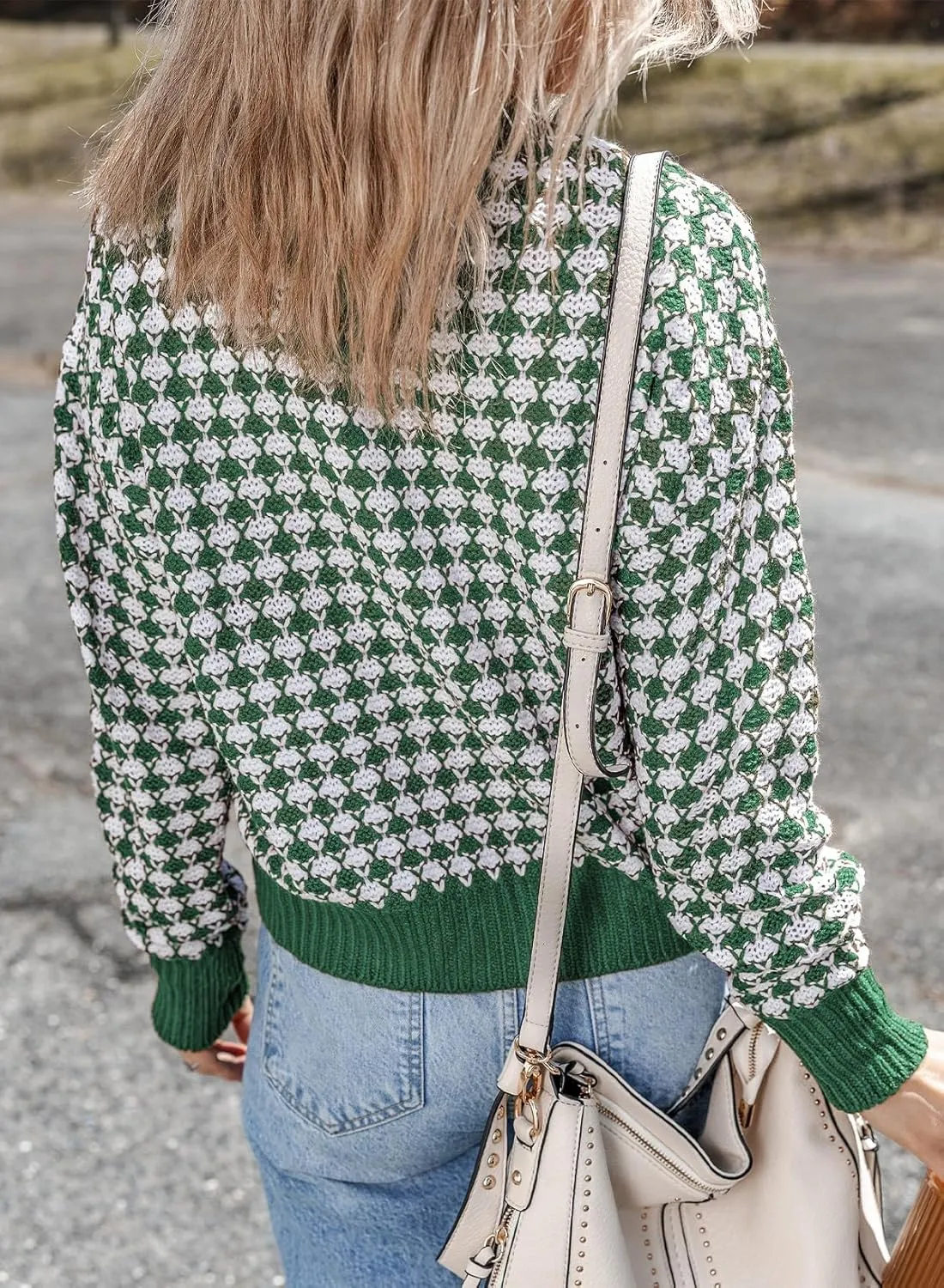 Dokotoo Cardigan Sweaters for Women V Neck Button Down Long Sleeve Plaid Knit Cardigans Sweater Tops