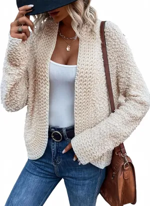 Dokotoo Women's 2025 Fashion Casual Open Front Long Sleeve Chunky Knit Cardigans Sweaters Outerwear Coats