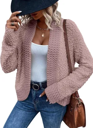 Dokotoo Women's 2025 Fashion Casual Open Front Long Sleeve Chunky Knit Cardigans Sweaters Outerwear Coats