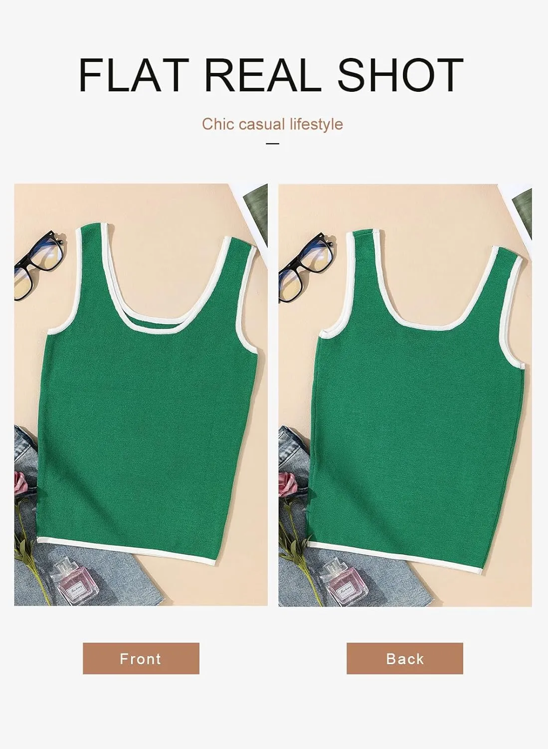 Dokotoo Womens Tank Tops 2025 Summer Casual Sleeveless Scoop Neck Ribbed Knit Color Block Slim Fitted Cami Tee Shirts