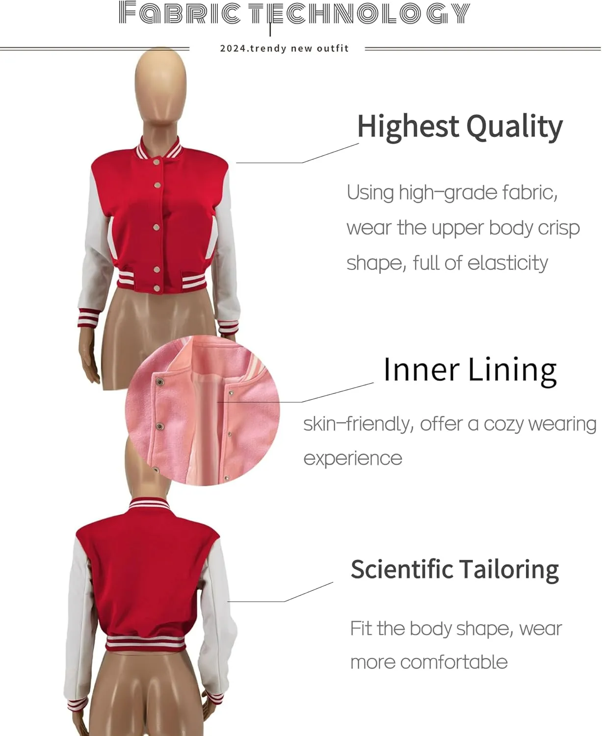 Doweha Women Faux Leather Jacket Light Moto Bomber Jackets Cropped Letterman Baseball Jacket Fall Coat with Pockets