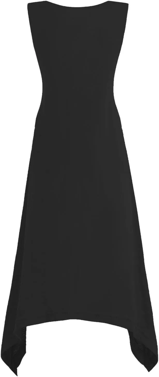 Dresses for Women 2024 Casual Summer Sleeveless Crewneck Sexy Beach Tank Dress Fashion Flowy Swing Sundresses