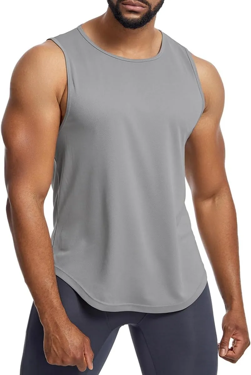 Elastic Workout Gym Muscle Shirts Athletic Fitness Sweat Quick-Dry Tank Tops for Men T75