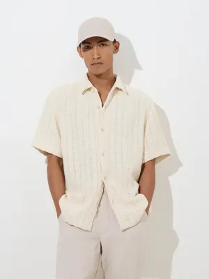 ETA Off-White Knit-Textured Relaxed-Fit Cotton Shirt