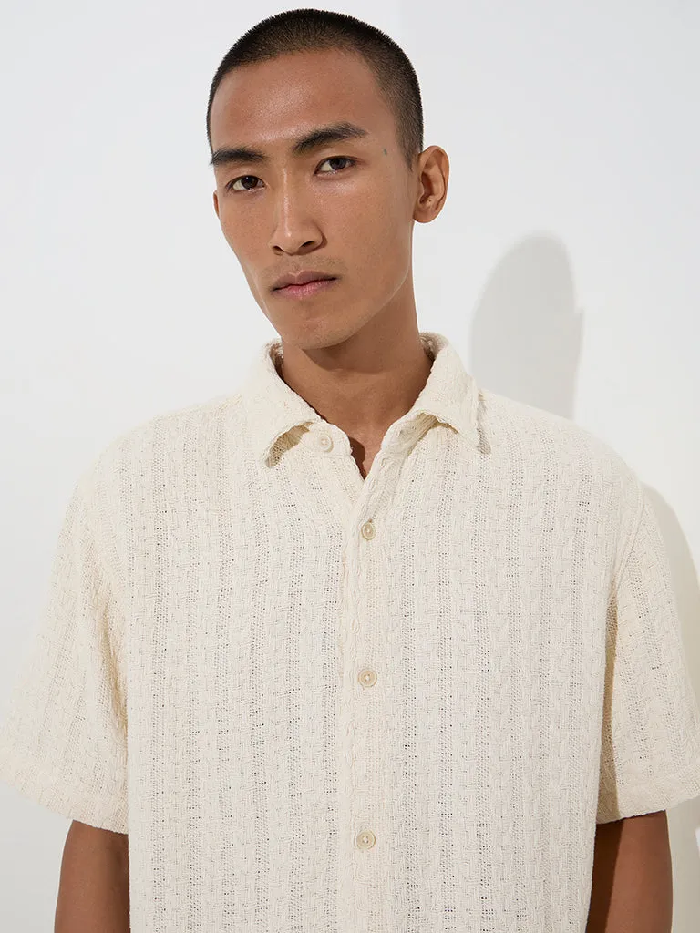 ETA Off-White Knit-Textured Relaxed-Fit Cotton Shirt