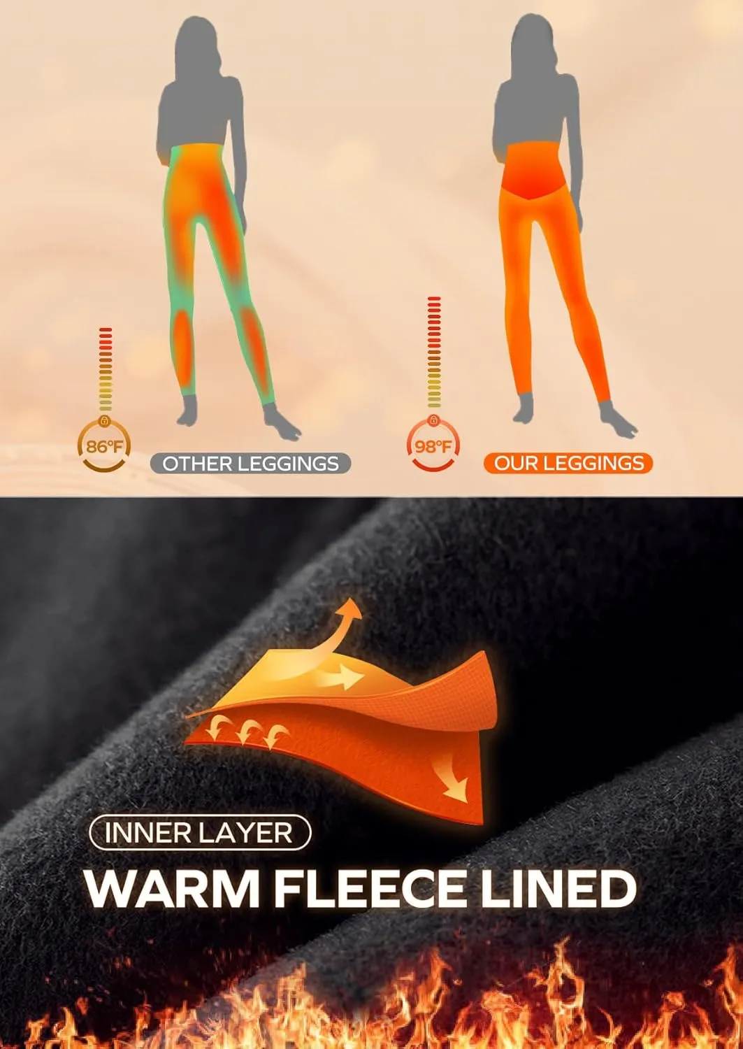 Ewedoos Fleece Lined Maternity Leggings with Pockets Shirred Sides Warm Pregnancy Leggings Over The Belly Thermal Yoga Pants