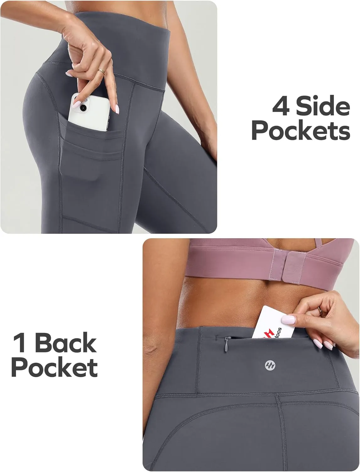 Ewedoos Leggings with 5 Pockets for Women Yoga Pants 25"/ 27" Workout Leggings for Women Tummy Control Running