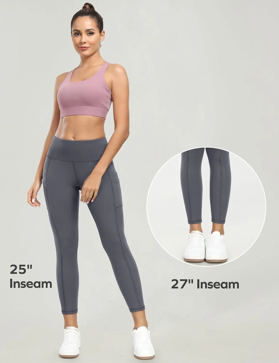 Ewedoos Leggings with 5 Pockets for Women Yoga Pants 25"/ 27" Workout Leggings for Women Tummy Control Running