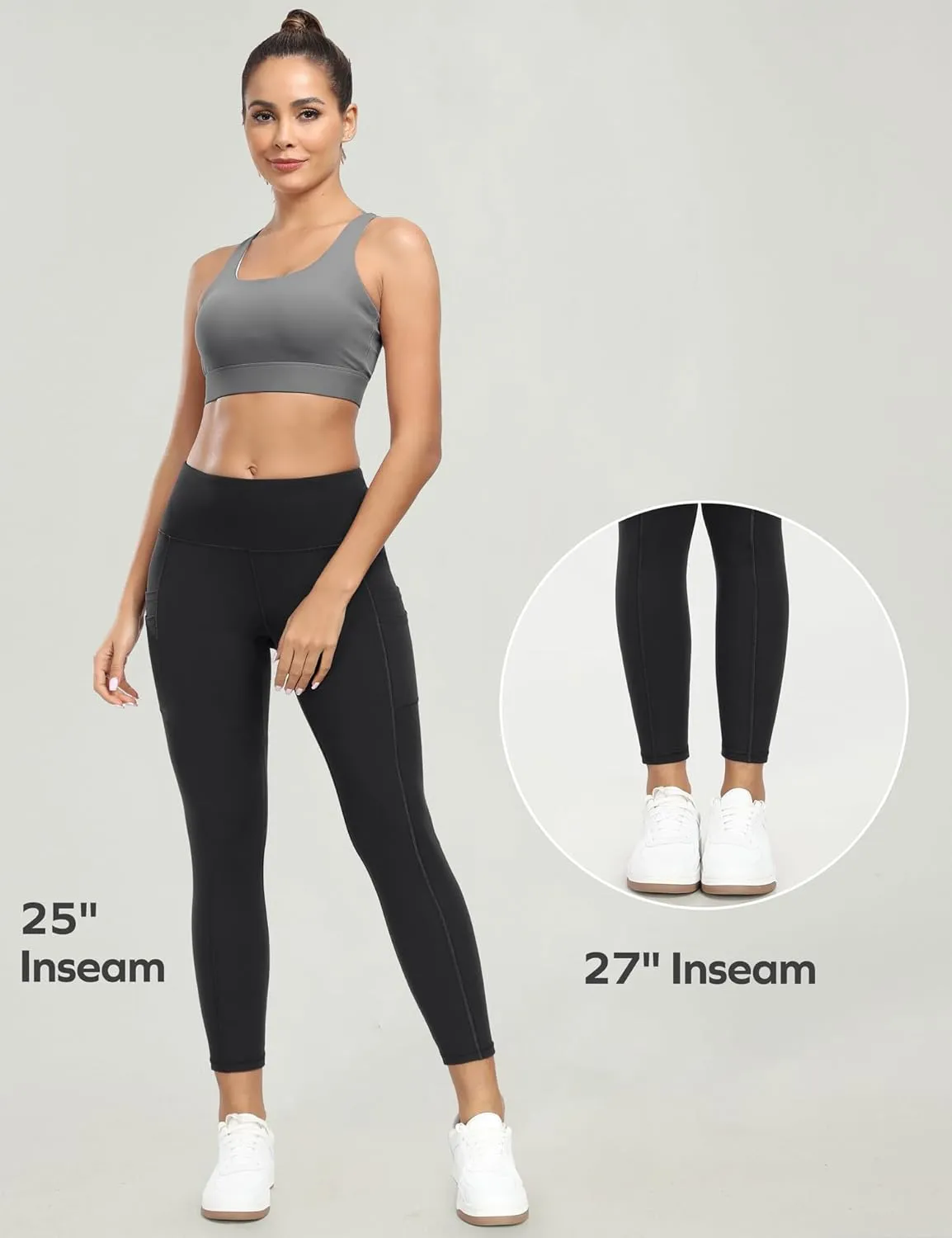 Ewedoos Leggings with 5 Pockets for Women Yoga Pants 25"/ 27" Workout Leggings for Women Tummy Control Running