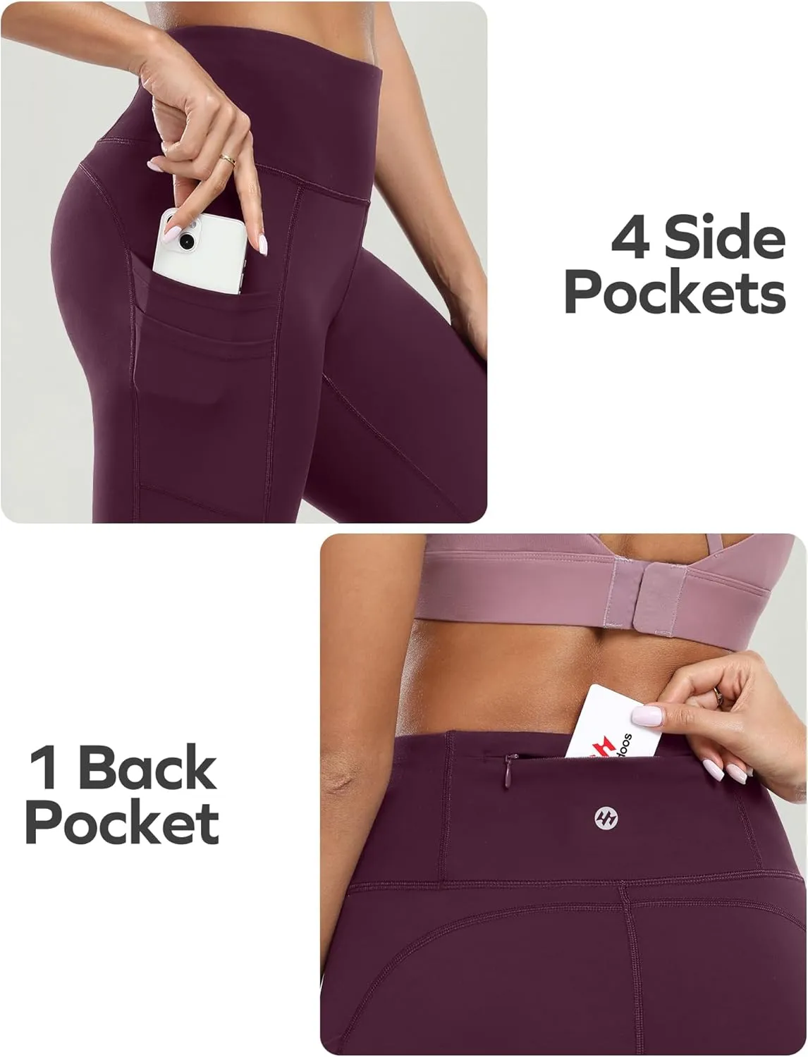 Ewedoos Leggings with 5 Pockets for Women Yoga Pants 25"/ 27" Workout Leggings for Women Tummy Control Running