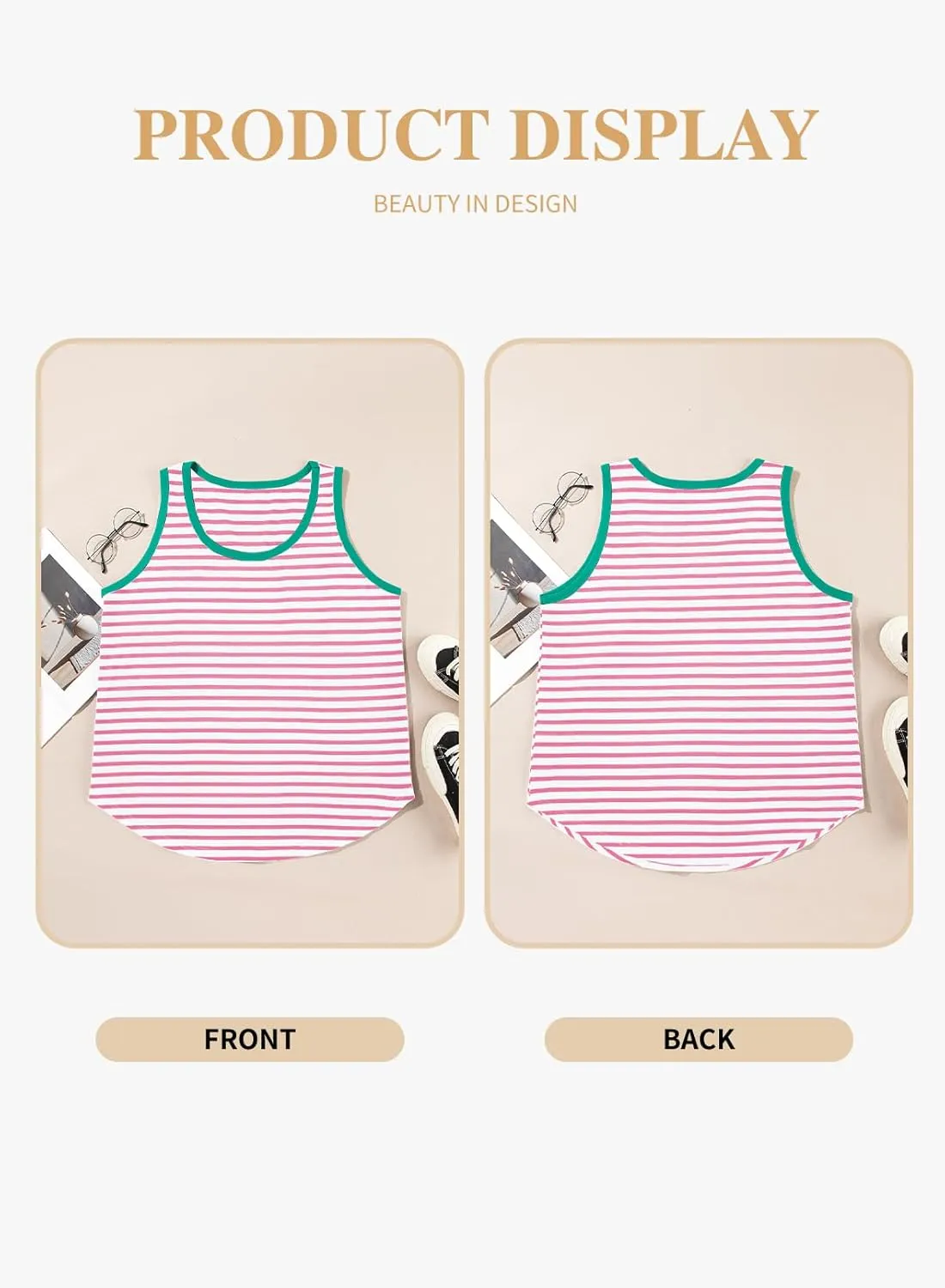 Eytino Plus Size Tank Tops for Women Sleeveless Crew Neck Striped Casual Summer Loose Tee Shirts(1X-5X)