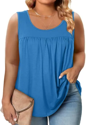 Eytino Plus Size Tank Tops for Women Sleeveless Crew Neck Summer Casual Loose Tee Shirts(1X-5X)