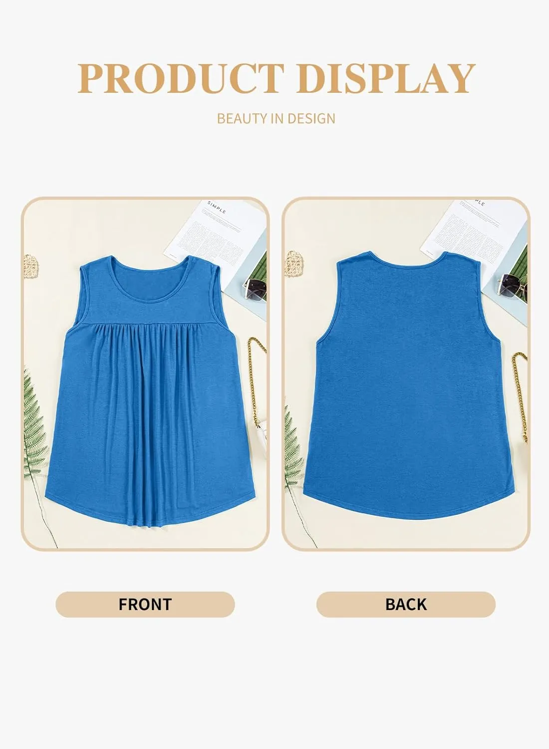 Eytino Plus Size Tank Tops for Women Sleeveless Crew Neck Summer Casual Loose Tee Shirts(1X-5X)