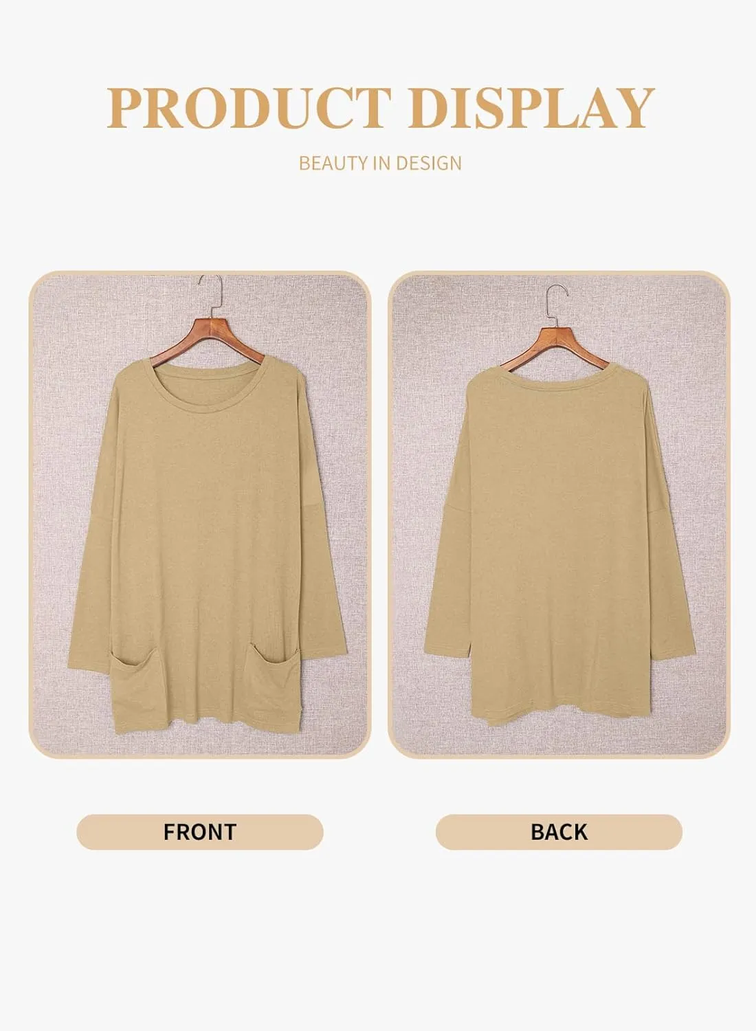 Eytino Womens Plus Size Long Sleeve Tops Crewneck Lightweight Sweatshirt Loose Casual Oversized T Shirts with Pockets(1X-5X)